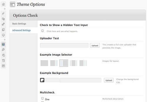wordpress options page resources