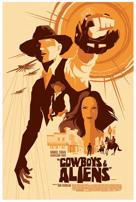 Cowboys & Aliens retro movie poster